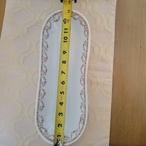 ANTIQUE Victoria Austria Celery Bowl Pink Rose Garland Pattern - Picture 11 of 12